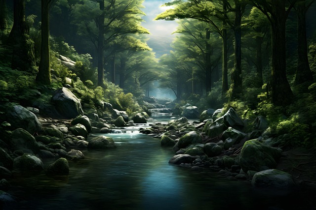 Free ai generated majestic forest illustration