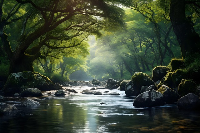 Free ai generated majestic forest illustration