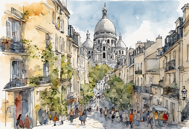 Free ai generated sacre coeur paris illustration