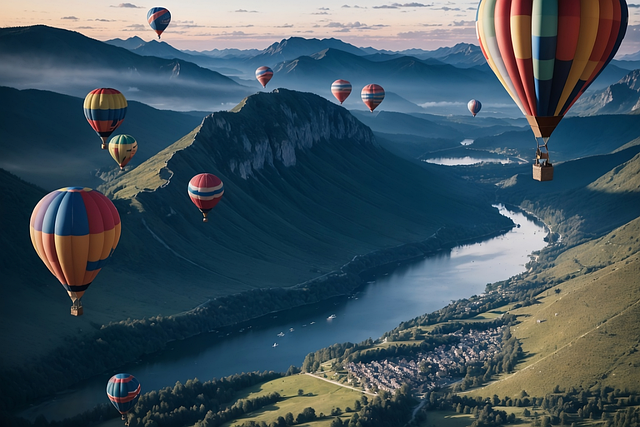 Ai Generiert, Heißluftballone, Fluss