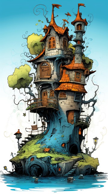 Free ai generated treehouse house illustration