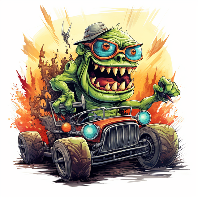 Free ai generated monster hotrod illustration