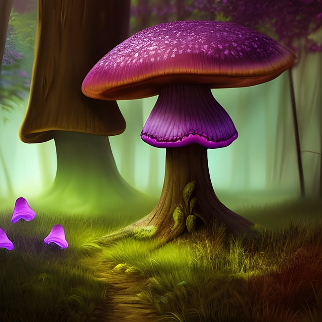 Free ai generated mushrooms forest illustration