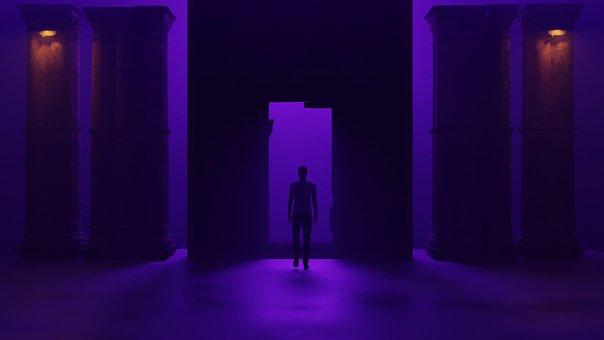Hombre, Silueta, Portal, Resplandor, 3D