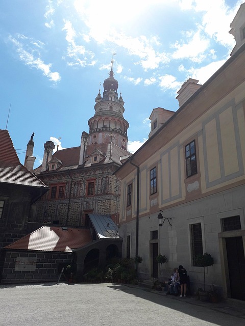 Tårn, Slot, Krumlov, Tjekkisk, Bygning
