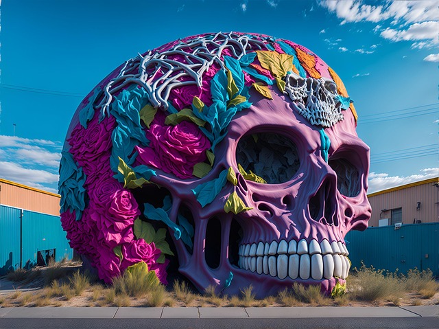 Free ai generated graffiti skull illustration