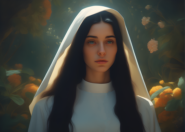 Free nun beautiful serene illustration