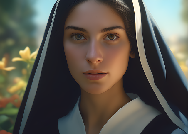 Free nun beautiful serene illustration