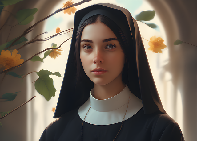 Free nun beautiful serene illustration