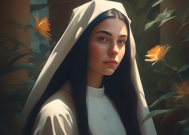 Free nun beautiful serene illustration