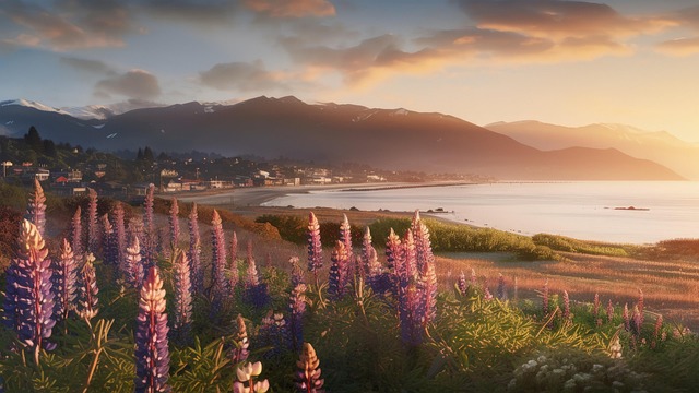 Free ai generated lupine fields meadow illustration