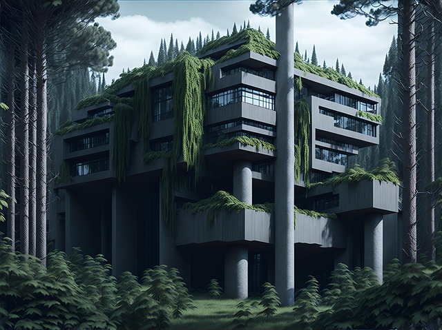 Free ai generated building trees illustration
