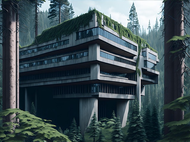 Free ai generated building trees illustration
