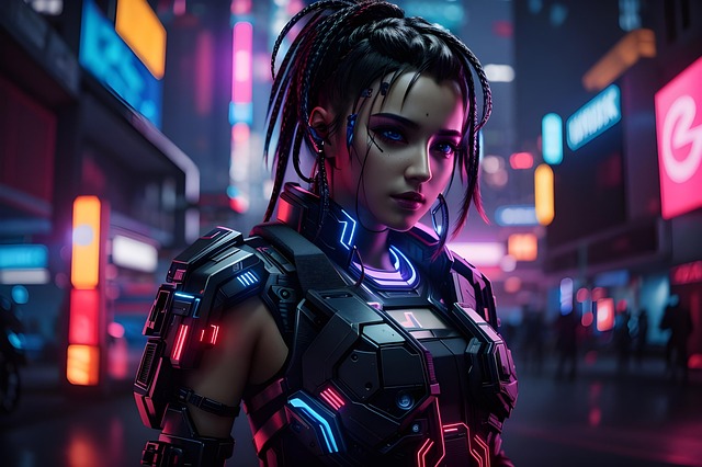Free ai generated cyberpunk woman illustration