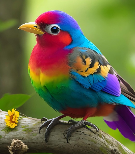 Ai Generado, Pájaro, Árbol, Encantador