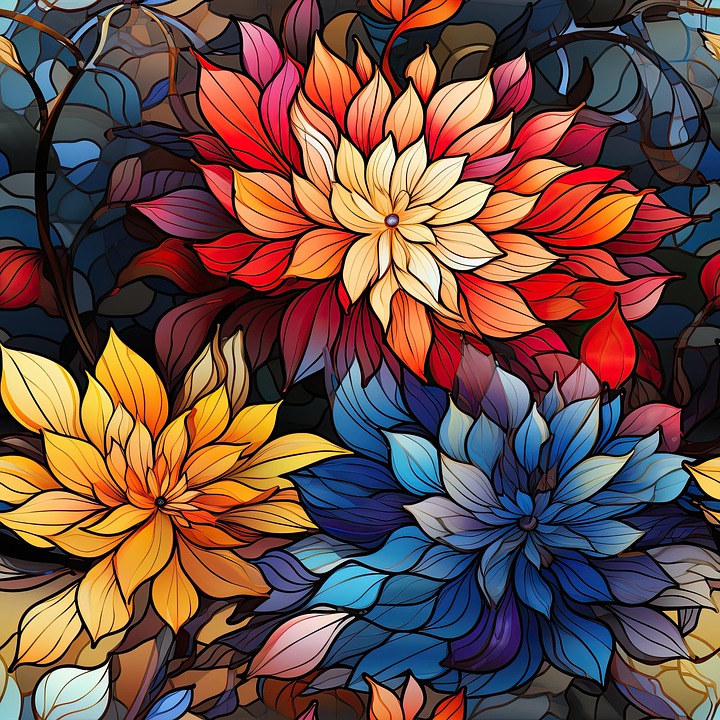 Download Stained Glass Flowers Seamless Pattern Royalty-Free Stock ...
