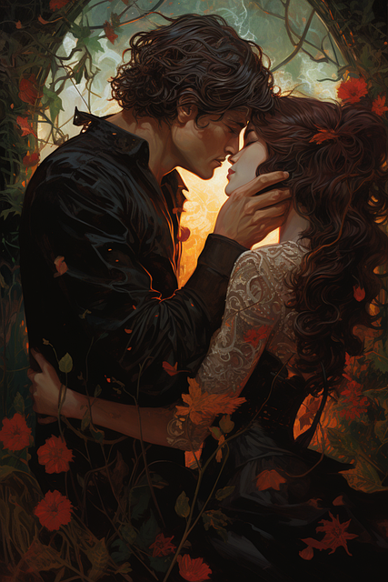Download free HD stock image of Ai Generated Lovers Free ai generated lovers kissing illustration