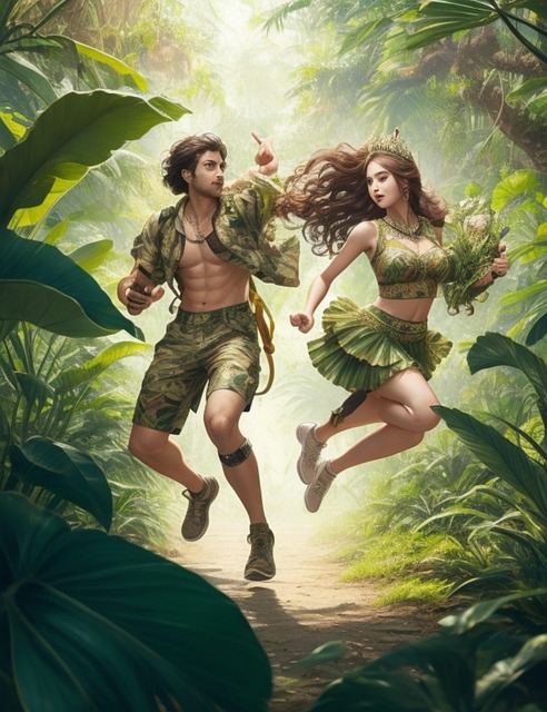 Free Girl With Boy Girl In Jungle photo and picture