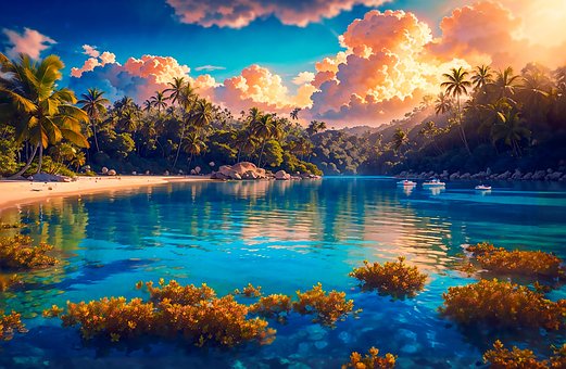 Free Ai Generated Beach illustration and picture