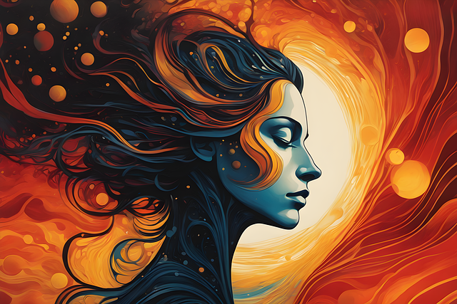 Free woman digital art painting illustration