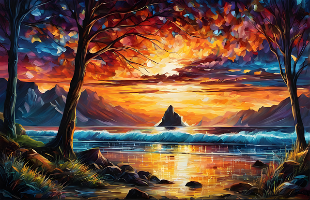 Free beach island waves illustration