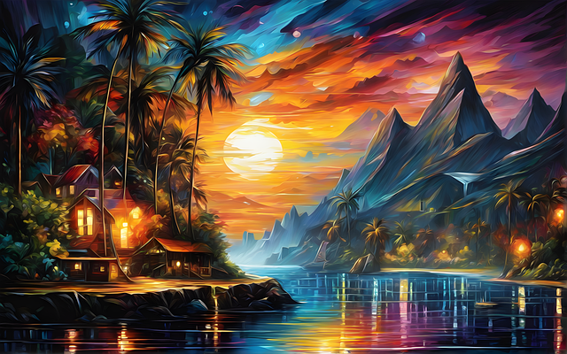 Free mountains river scenic illustration