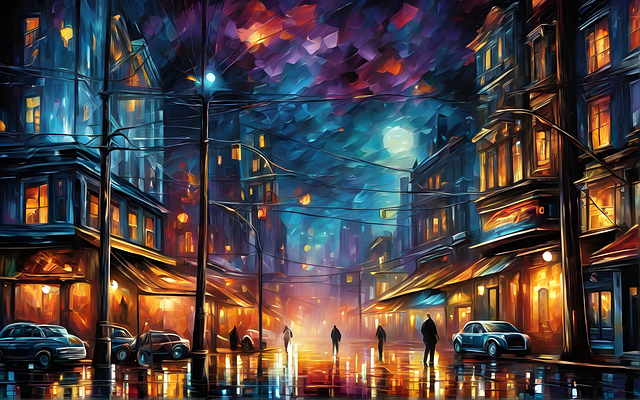 Free city street scenic illustration