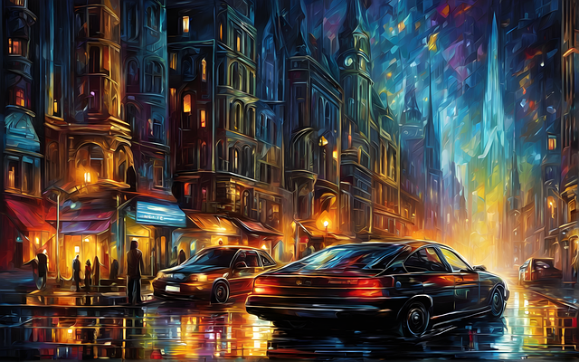 Free city street scenic illustration