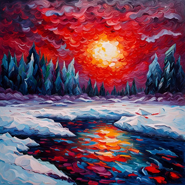 Free ai generated sunset painting illustration