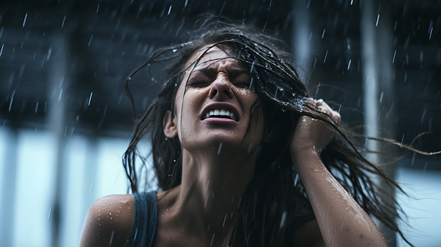 Free ai generated woman rain illustration