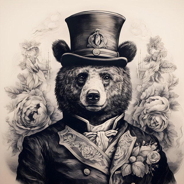 Free ai generated bear victorian illustration