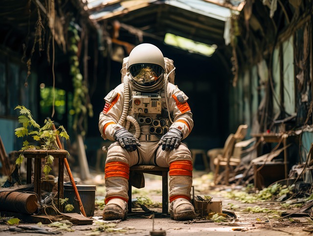 Free ai generated lost places astronaut illustration