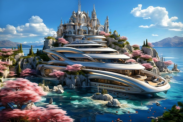 Ai Generiert, Yacht, Haus, Insel, Boot