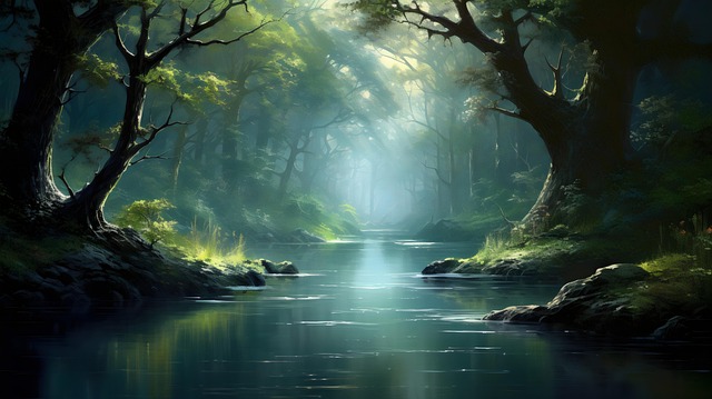 Free ai generated river rainforest illustration