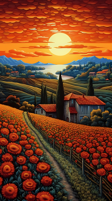 Free ai generated sunset town illustration