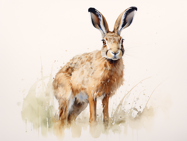 Download free HD stock image of Ai Generated Hare Free ai generated hare watercolor illustration