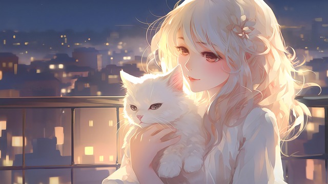 Free ai generated cat girl illustration