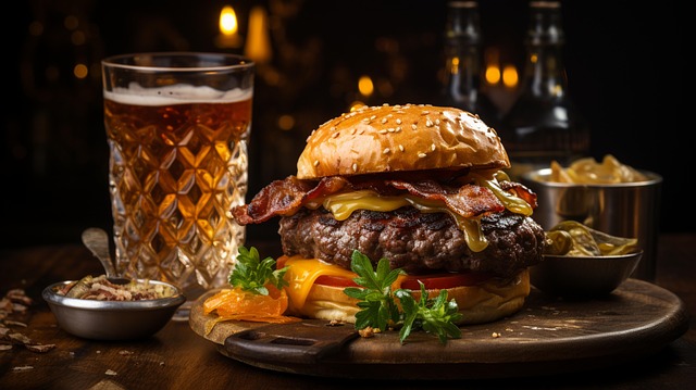 Free hamburger beverage bread illustration