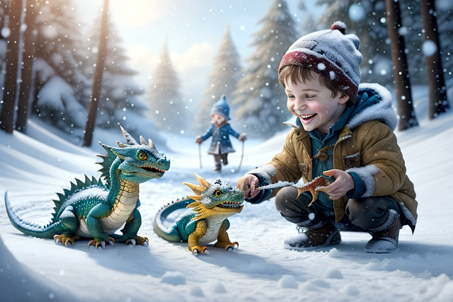 Ai Generiert, Junge, Dinosaurier