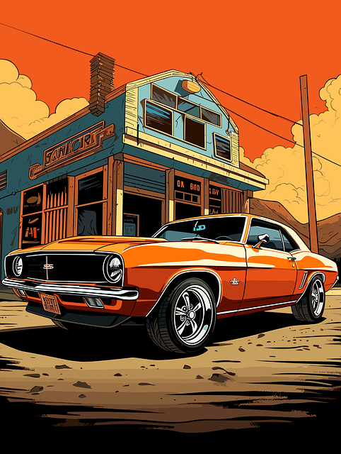 Free ai generated mustang antique car illustration