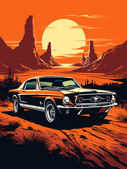 Free ai generated mustang antique car illustration