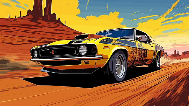 Free ai generated mustang antique car illustration