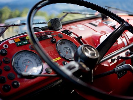 Bomberos, Vehículo, Interior, Volante
