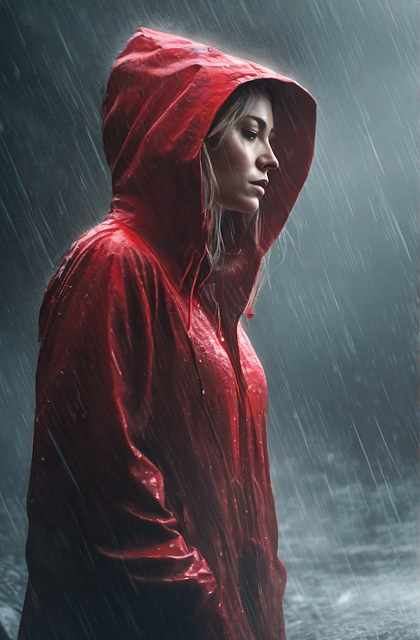 Free ai generated woman rain illustration