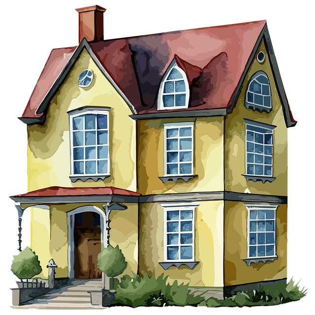 Free cottage house nature illustration