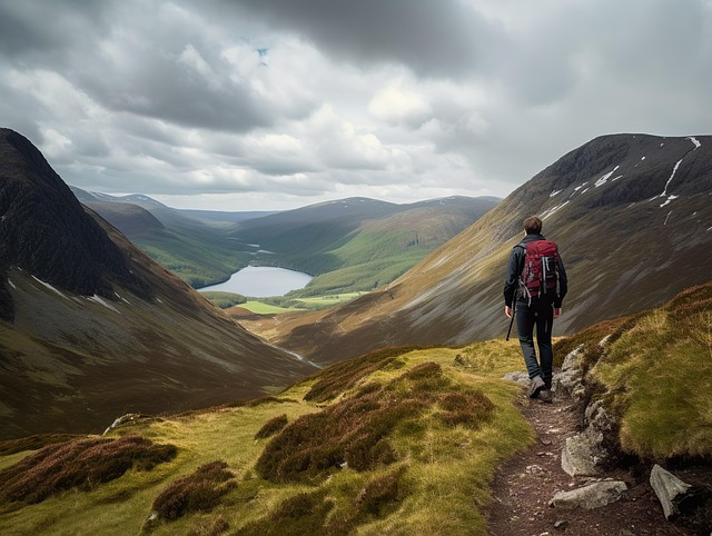 Free ai generated man hiking trip illustration