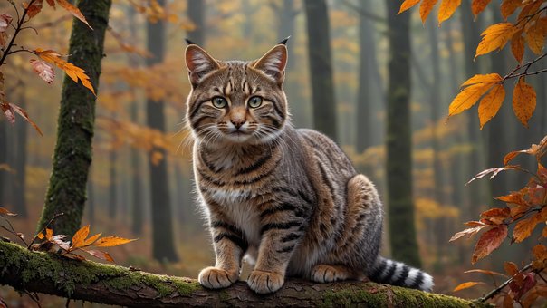 Ai Gerado, Gato, Floresta, Animal