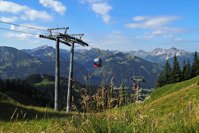 cable railway, cable car, tourism, alps, hike, tannheim valley, mountain hiking, nature