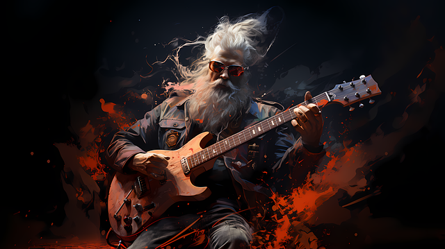 Free ai generated man electric guitar illustration