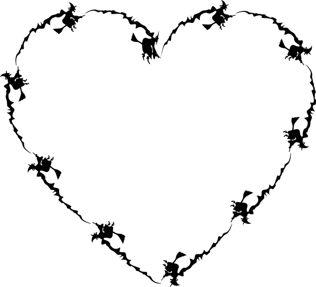 Free witch heart love illustration